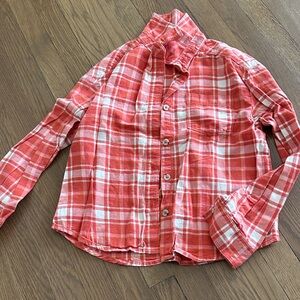 Girls' Coral Plaid Button-Up Shirt - Kids Shirts & Tops